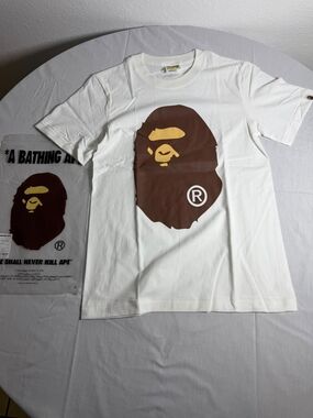 BAPE White Logo Ape Head Graphic T-Shirt